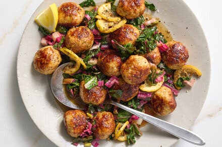 One-Pot Chicken Meatballs With Greens 