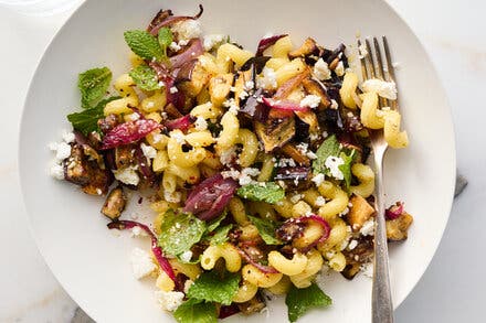 Roasted Eggplant Pasta Salad With Dates