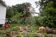 At least seven people died as a result of the storm, and about a million on the Gulf Coast lost power, which officials said could be out for weeks in some places.