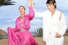 Maria Bello, left, and Dominique Crenn celebrated their marriage on May 12 at Montage Los Cabos in Baja California, Mexico.