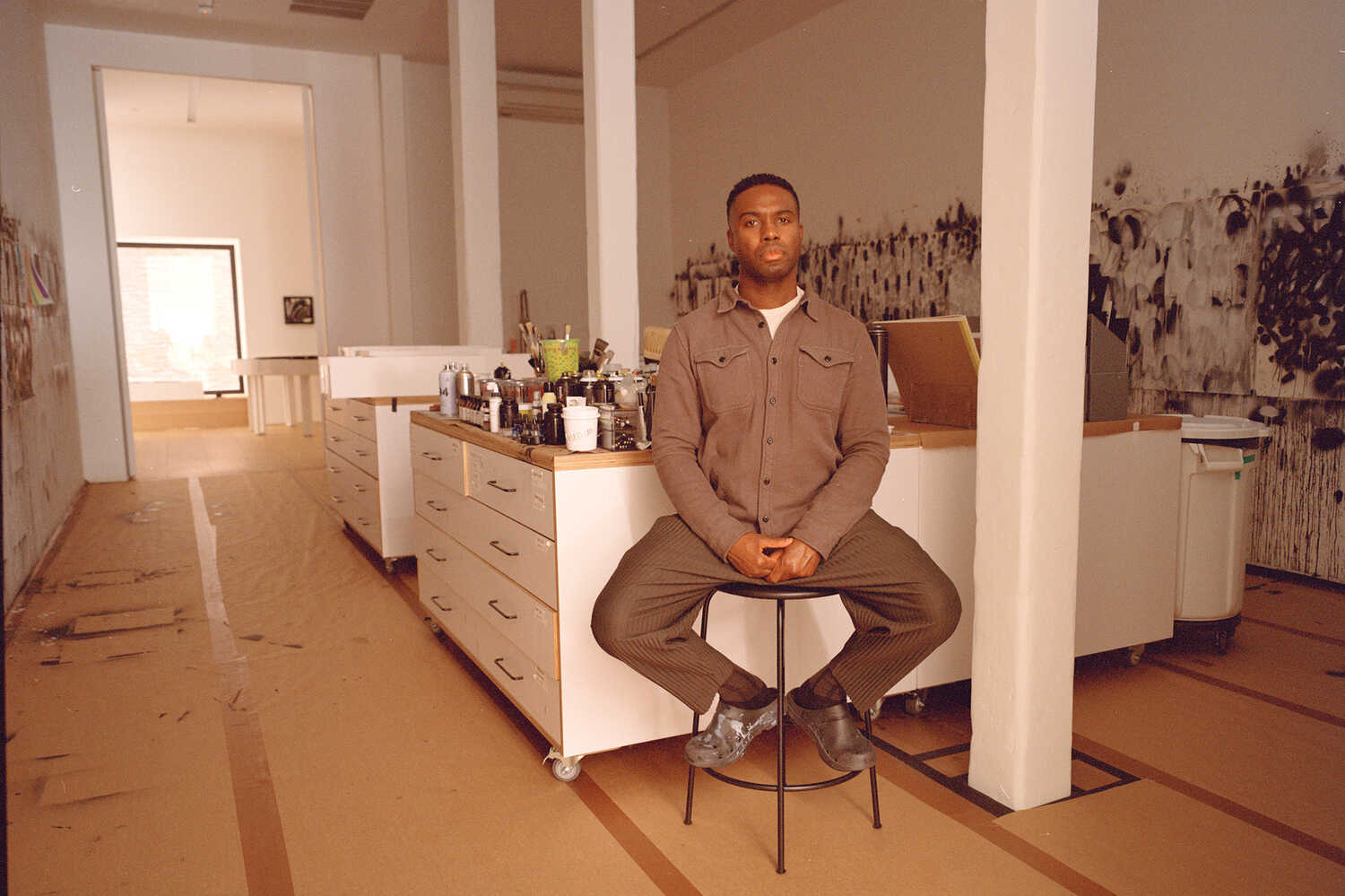 The artist Adam Pendleton in his studio in Clinton Hill, Brooklyn.