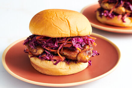 Image for Garlicky Chicken Sandwiches With Red Cabbage Slaw