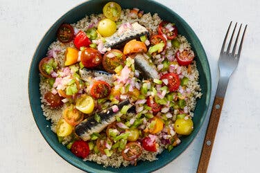 Grain Bowl With Sardines and Sauce Moyo