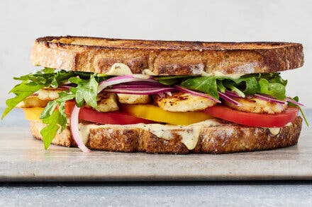 Halloumi, Arugula and Tomato Sandwiches