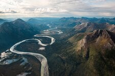 The Alatna River winds through a valley in Gates of the Arctic National Park and Preserve, where the Biden administration has denied permission for a proposed industrial road.
