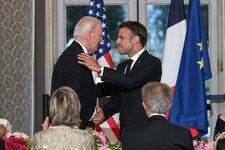 President Biden with President Emmanuel Macron of France at the Élysée Palace in Paris this month.