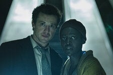 Lupita Nyong’o, right, with Joseph Quinn in “A Quiet Place: Day One.”