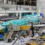 An assembly line for 737 Max aircraft at the Boeing factory in Renton, Wash.