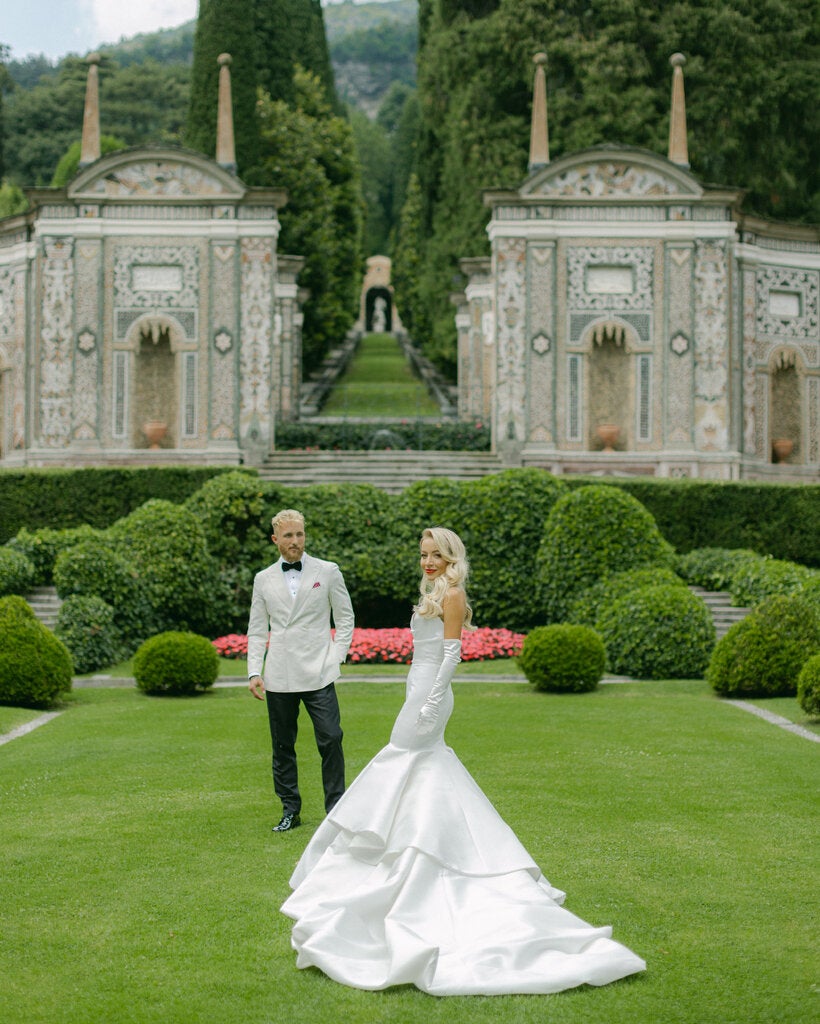 Aggie Lal and Jacob Riglin held a ceremonial wedding for 85 guests at Villa Balbiano, a resort in Lake Como, Italy, on June 17.