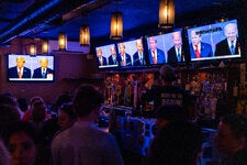 The Thursday night scene at the Union Pub in Washington during the presidential debate.