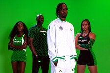 From left: Adedoyin Adewole, Zainab Okeowo, Lanny Smith and Bianca Winslow in looks from the Olympic kit that Actively Black created for Team Nigeria. 