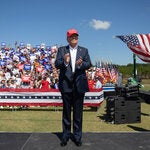 Former President Donald J. Trump at a campaign rally in Chesapeake, Va., the day after the debate last week.