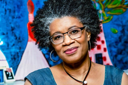 Shay Youngblood in 2021. Her first book, “The Big Mama Stories” (1989), was adapted into her first play, “Shakin’ the Mess Outta Misery,” and she won a Pushcart Prize for fiction for “Born With Religion,” one of the short stories in that book.