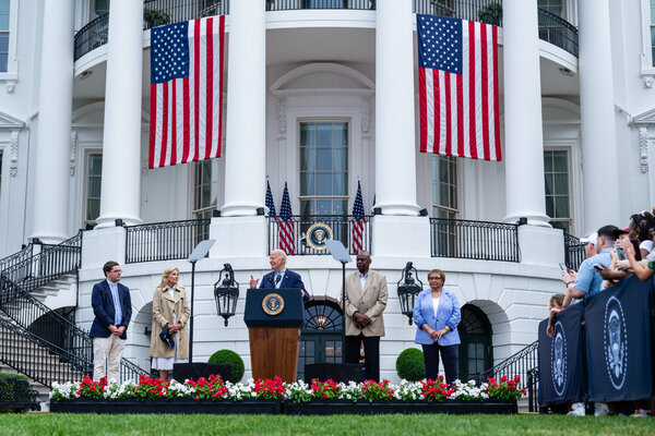 President Biden during an Independence Day celebration at the White House on Thursday.