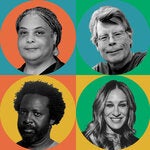 Clockwise from left: Jonathan Lethem; Roxane Gay; Stephen King; Sarah Jessica Parker; Marlon James; Min Jin Lee