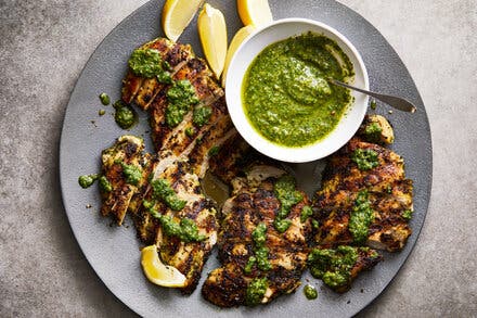 Grilled Chicken Breasts With Arugula Pesto