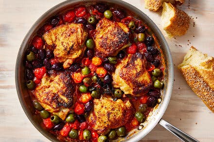 Seared Chicken Thighs With Cherry Tomatoes and Olives