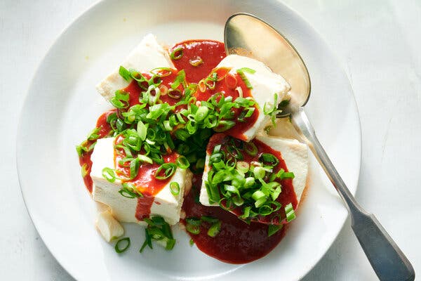 Chilled Tofu With Gochujang Sauce