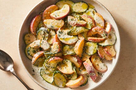 Zucchini-Peach Salad With Creamy Lime Dressing