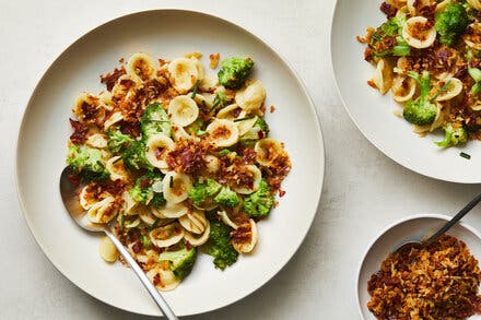 Broccoli Pasta With Salami Bread Crumbs