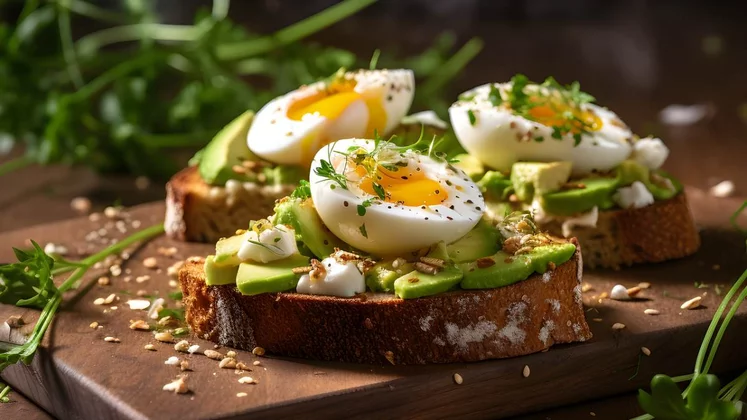 Tostadas con aguacate y huevos