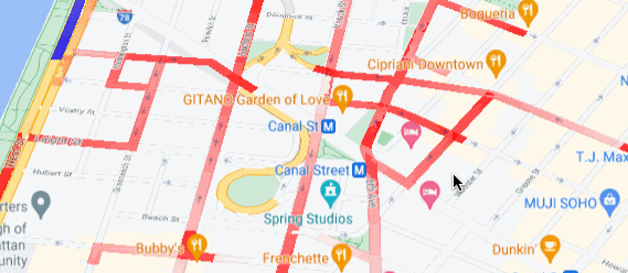 DeckGL mapping routes in NYC over time 