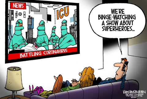 Limited Edition (50) Cartoon from Walt Handelsman - Superheroes