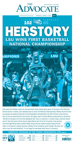 HERSTORY! - COMMEMORATIVE PRESSROOM PLATE - LSU Women's Basketball wins their first national championship!