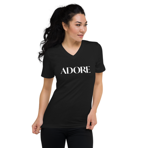 ADORE - Black Unisex Short Sleeve V-Neck T-Shirt