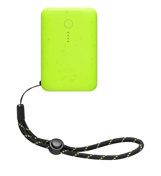 Nimble Champ Portable Charger, green, lanyard attached