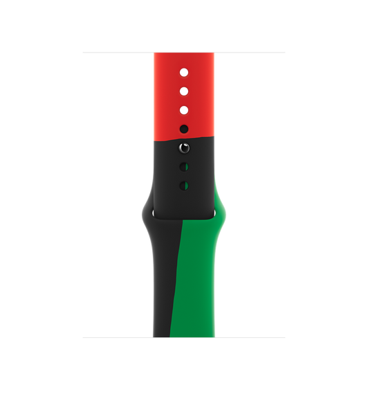 Black Unity (piros, fekete és zöld) sportszíj, sima fluoroelasztomerből, bújtatós rögzítővel
