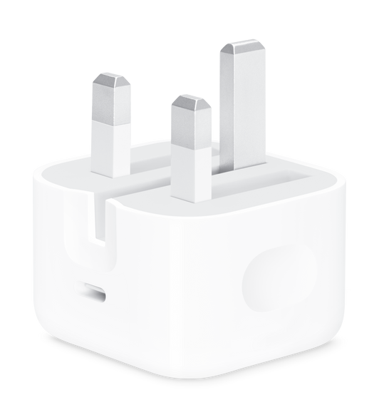 The Apple 20-watt USB‑C Power Adapter (with Type G plug) offers fast, efficient charging at home, in the office or on the go.