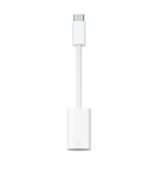 USB-C – Lightning adapter, USB-C csatlakozó, fonott kábel, Lightning port.