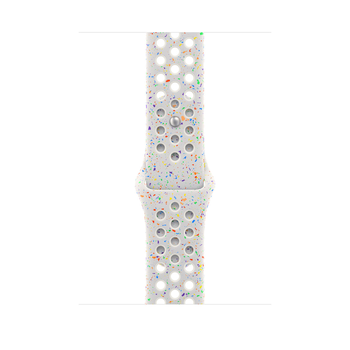 Bracelet Sport Nike Platine pur (blanc) fluoroélastomère lisse doté de perforations pour une meilleure aération, et système de fermeture à clou et passant 