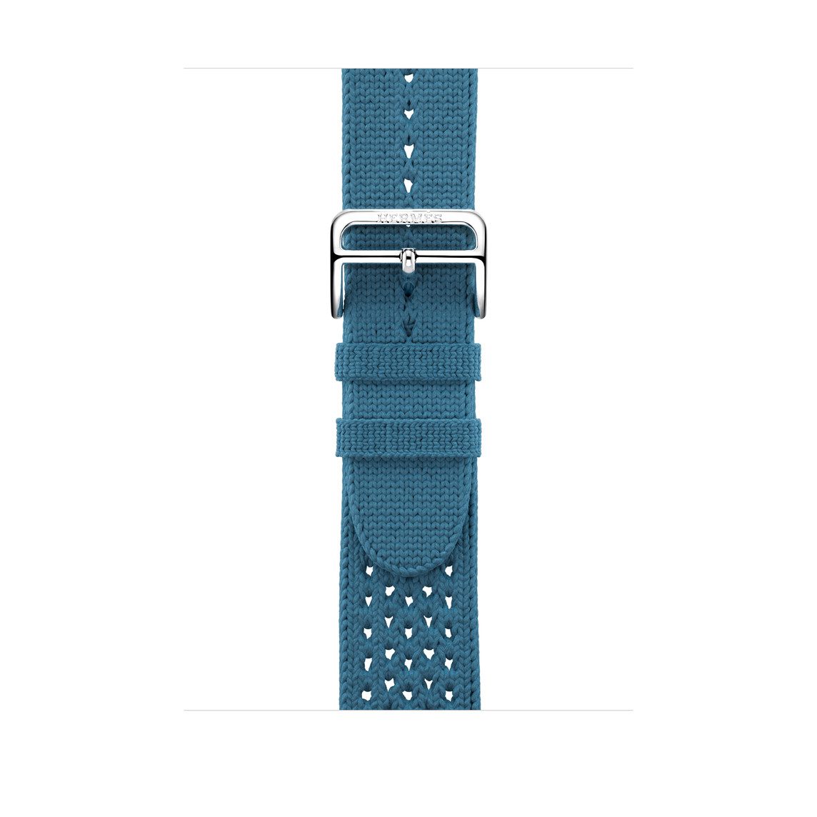Tricot Single Tour Armband Bleu Jean (Blau), Textilgewebe mit silberner Schließe aus Edelstahl.