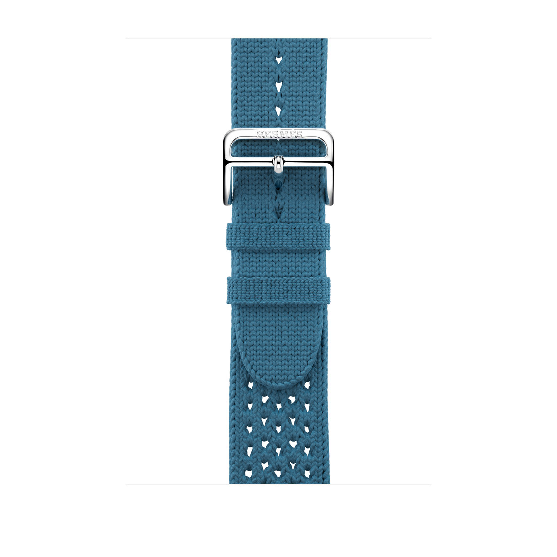 Tricot Simple Tour-armband i Bleu Jean (blått), vävd textil och spänne i silverfärgat rostfritt stål.