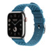Tricot Simple Tour-armband i Bleu Jean (blått), Apple Watch-urtavla och Digital Crown.