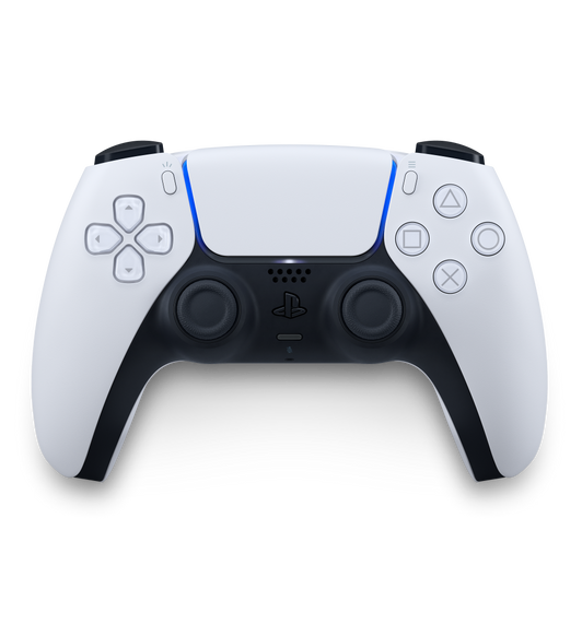 Front of Sony PlayStation DualSense Wireless Controller with intuitive touch and motion controls.