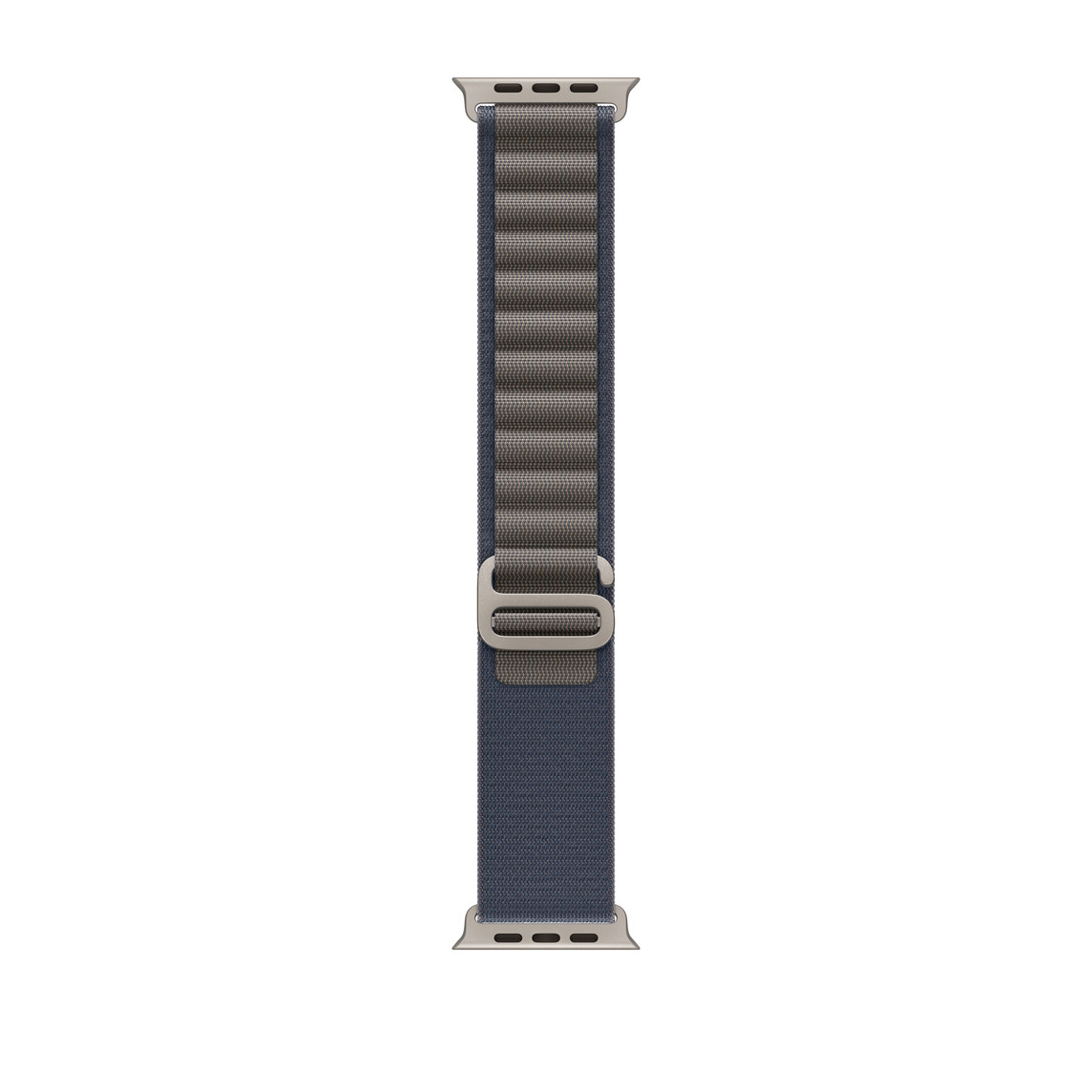 Blue Alpine Loop band, two-layer woven textile with loops and titanium G-hook closure