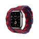 Rouge H (dark red) Bridon Double Tour strap, showing Apple Watch face and digital crown.