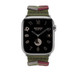 Kaki (greenish brown) Bridon Single Tour strap, showing Apple Watch face.