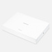 White shipping box, Apple logo on side, top exterior, text reads, MacBook Air, Apple Certified Refurbished