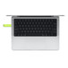 綠色的 SanDisk iXpand Luxe 快閃儲存，連接至 MacBook