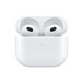 Front view of AirPods (3rd generation) in an open Charging Case, fully charged. 