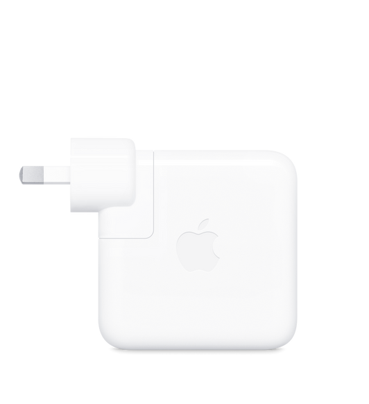 70W USB-C Power Adapter, white, plug pins on one side, USB-C port on opposite side