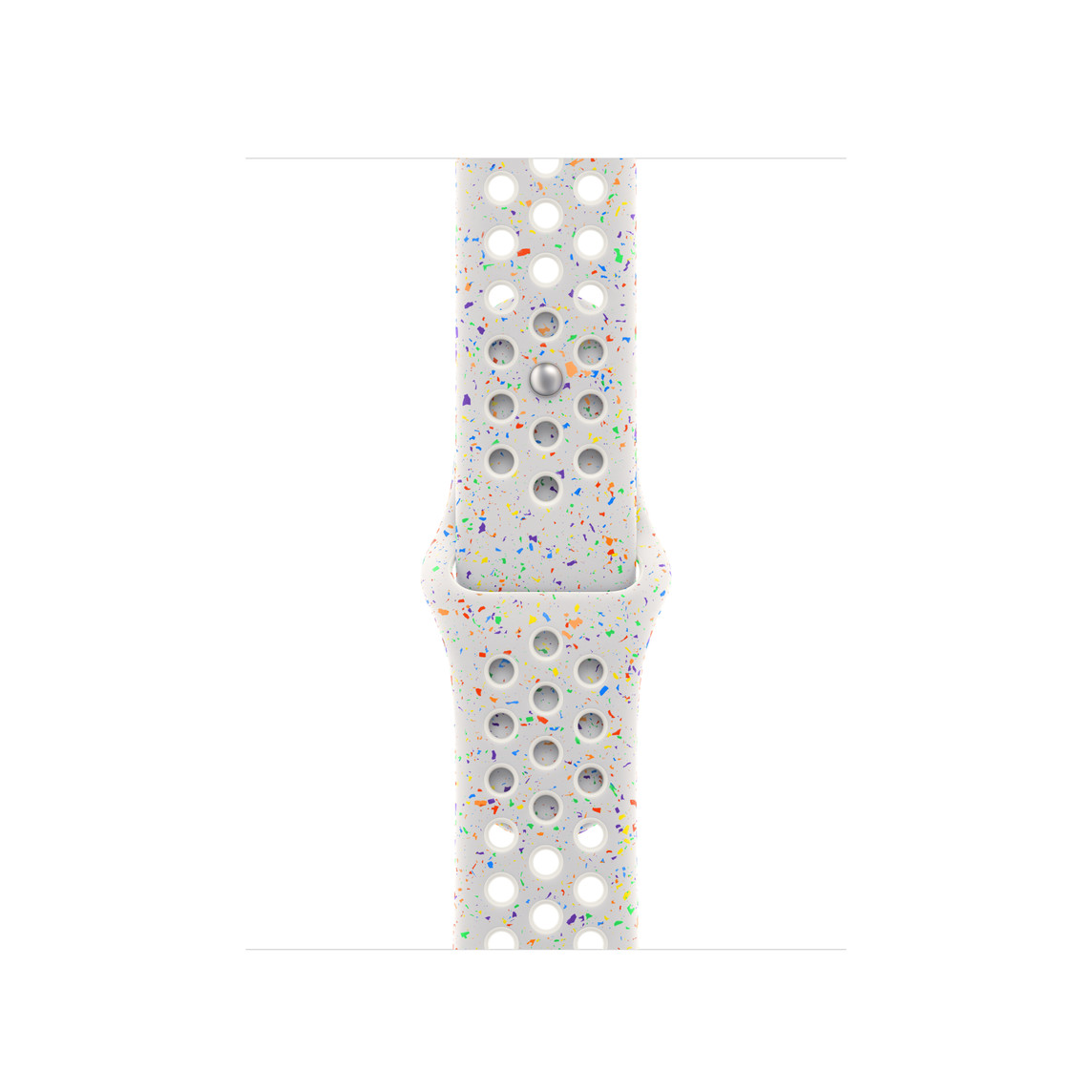 Pure Platinum (white) Nike Sport Band, smooth fluoroelastomer with perforations for breathability and pin-and-tuck closure