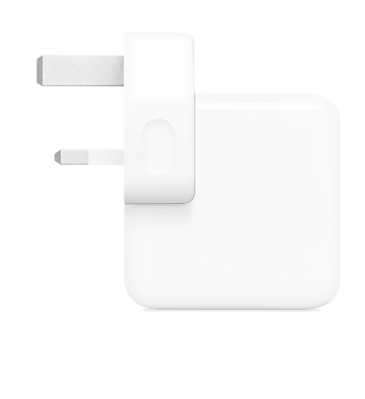 Profile of 30-watt USB-C Power Adapter (with Type G plug).