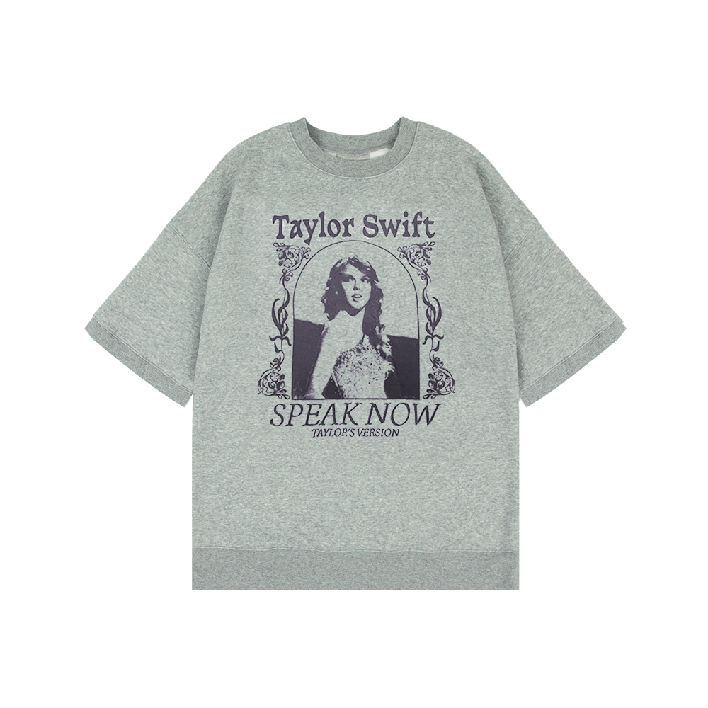 Speak Now (Taylor's Version) Heather Gray Fleece T-Shirt Front