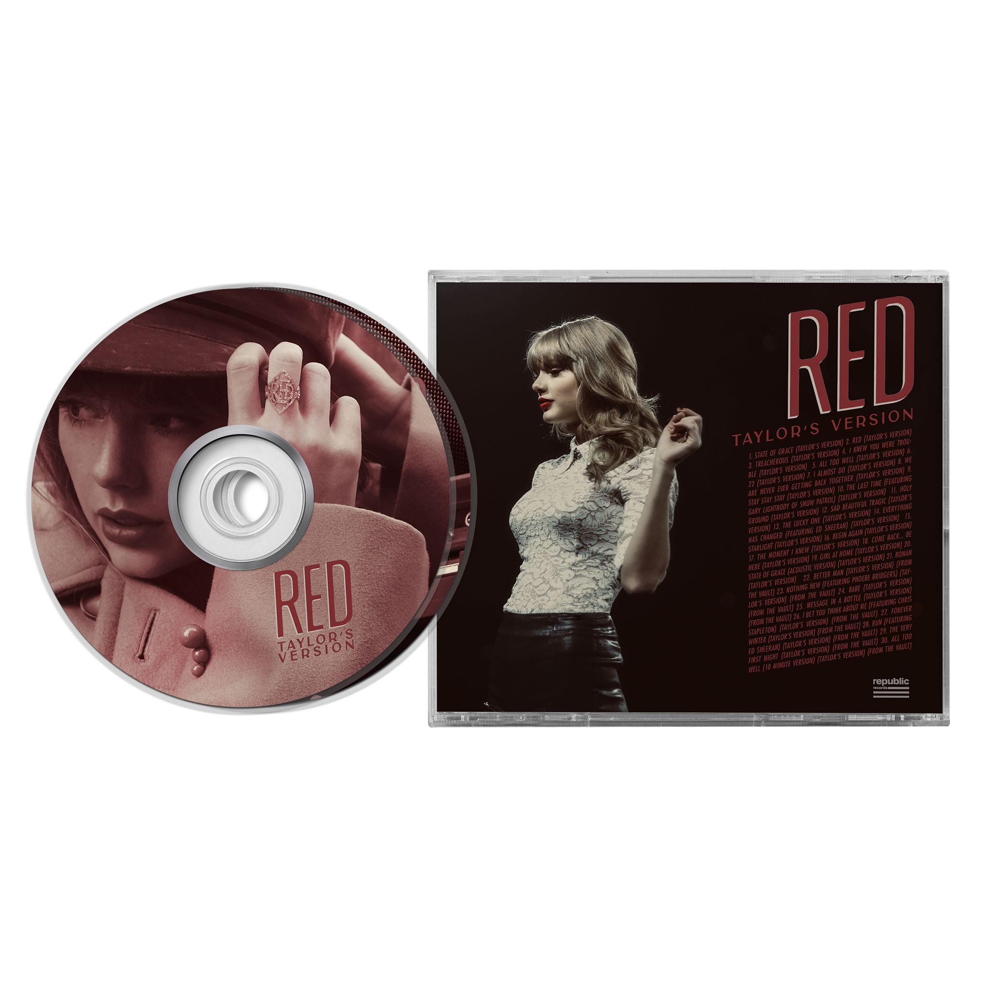 RED (Taylor's Version) CD each CD album features: 30 songs, including 9 songs from the Vault, exclusive album booklet with never before seen photos, artwork and lyrics for the 9 songs from the Vault