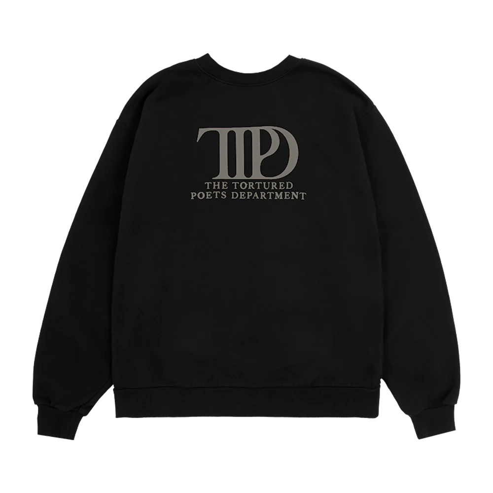 The Tortured Poets Department Black Crewneck Front